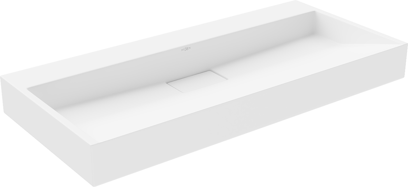 Mexen Ava Aufsatzwaschbecken aus konglomerat ohne Öffnung 100 x 46 cm, Weiß - 23011000