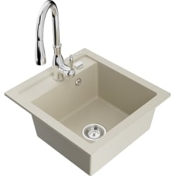 Mexen Vito 1-Becken-Granit-Spüle mit Mischbatterie Savita, Beige - 6503-69-672601-00