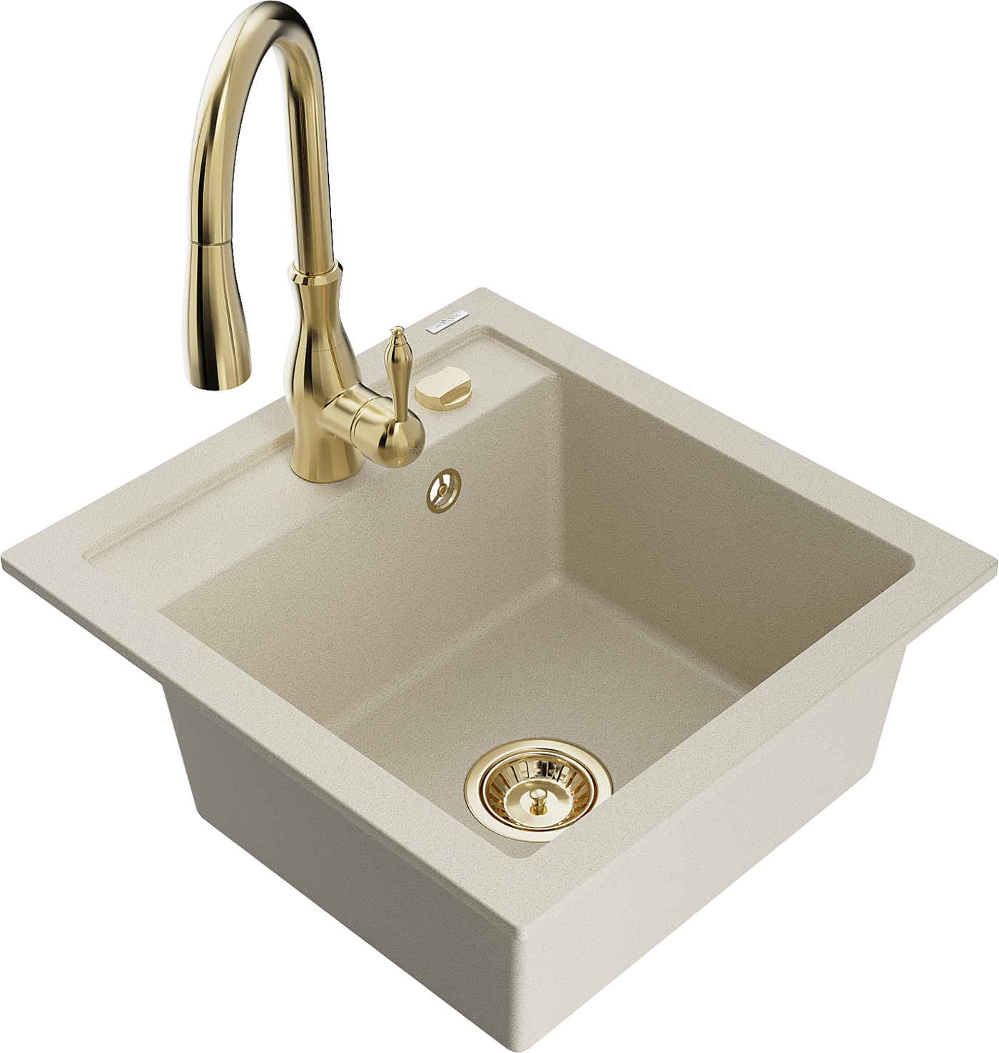 Mexen Vito 1-Becken-Granit-Spüle mit Mischbatterie Savita, Beige - 6503-69-672601-50