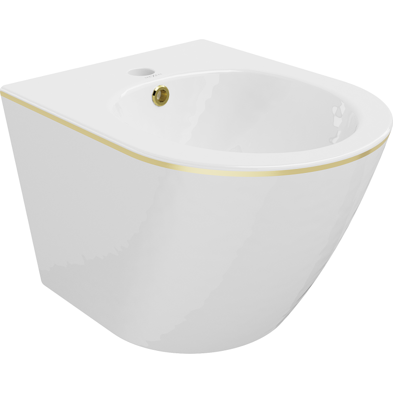 Mexen Lena wandmontiertes Bidet, Weiß/Gold linien - 35224805