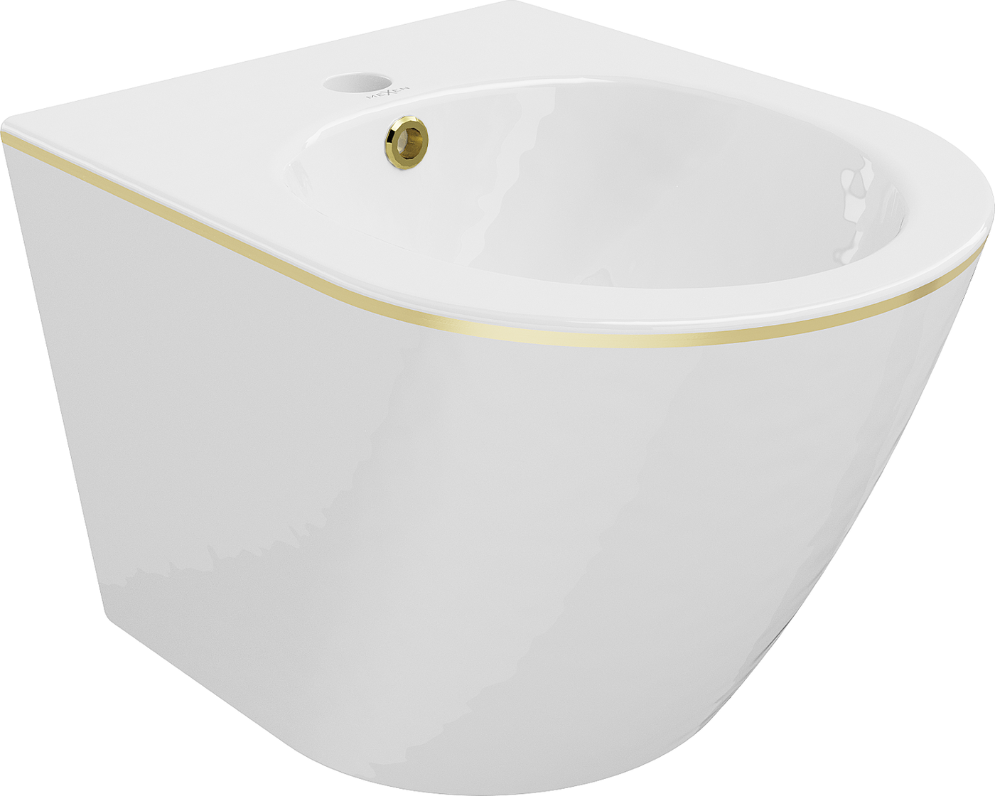 Mexen Lena wandmontiertes Bidet, Weiß/Gold linien - 35224805