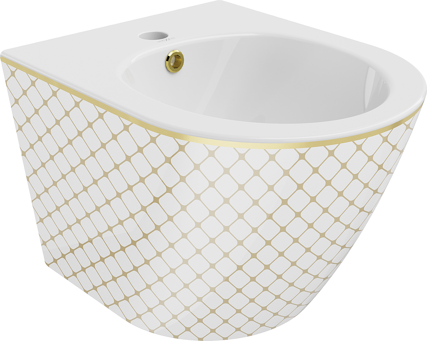 Mexen Lena wandmontiertes Bidet, Weiß/Gold Gittermuster - 35224809