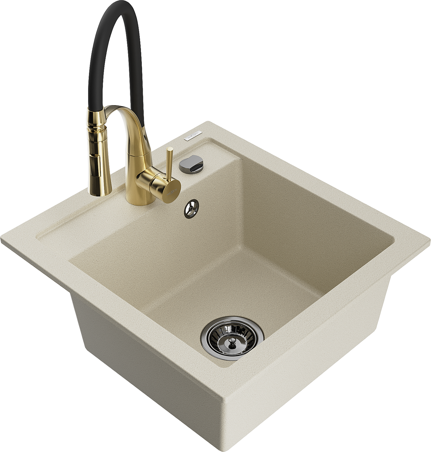 Mexen Vito 1-Becken-Granit-Spüle mit Mischbatterie Aster, Beige - 6503-69-73450-57-B