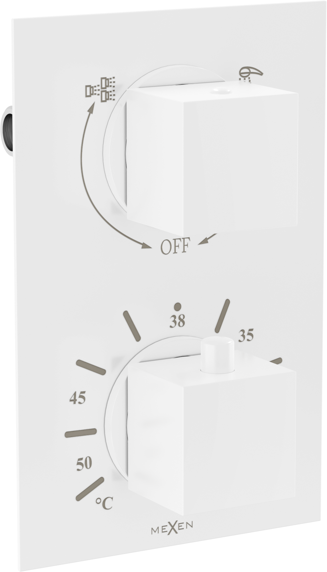 Mexen Cube Thermostat-Wannen-/Brausebatterie mit 2 Ausgängen, Weiß - 77502-20