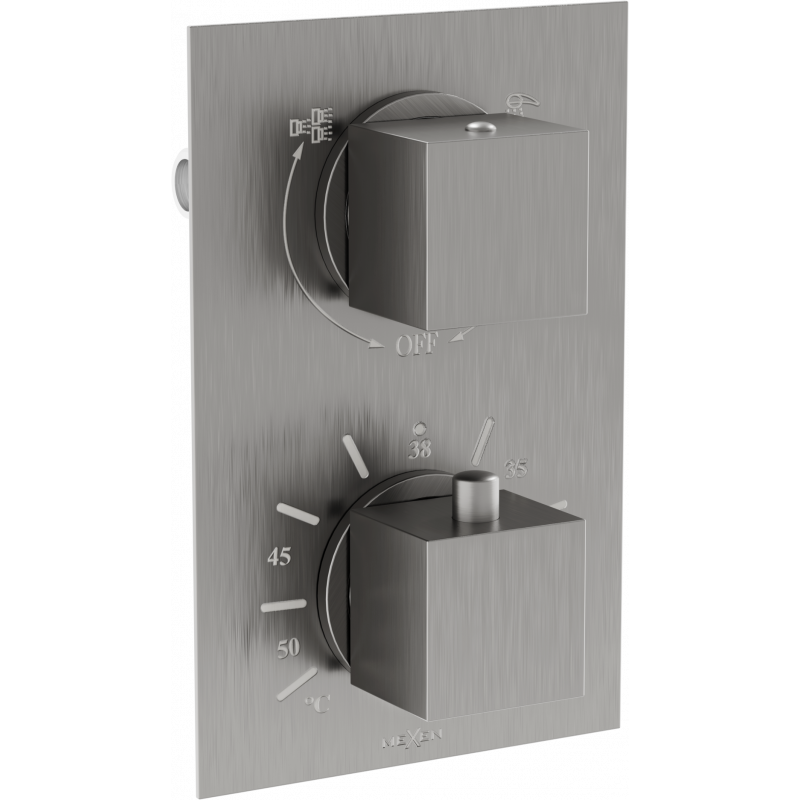 Mexen Cube Thermostat-Wannen-/Brausebatterie mit 2 Ausgängen, Graphit - 77502-66