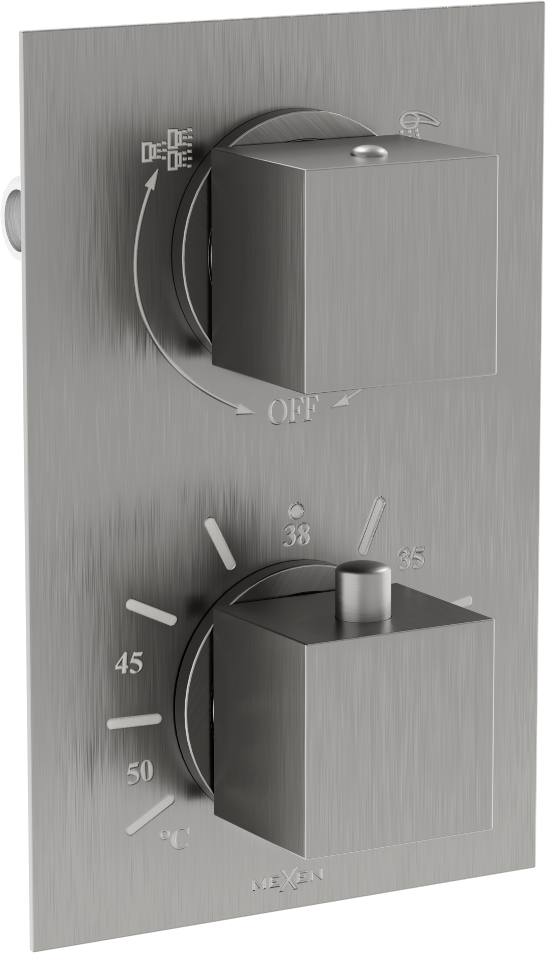 Mexen Cube Thermostat-Wannen-/Brausebatterie mit 2 Ausgängen, Graphit - 77502-66