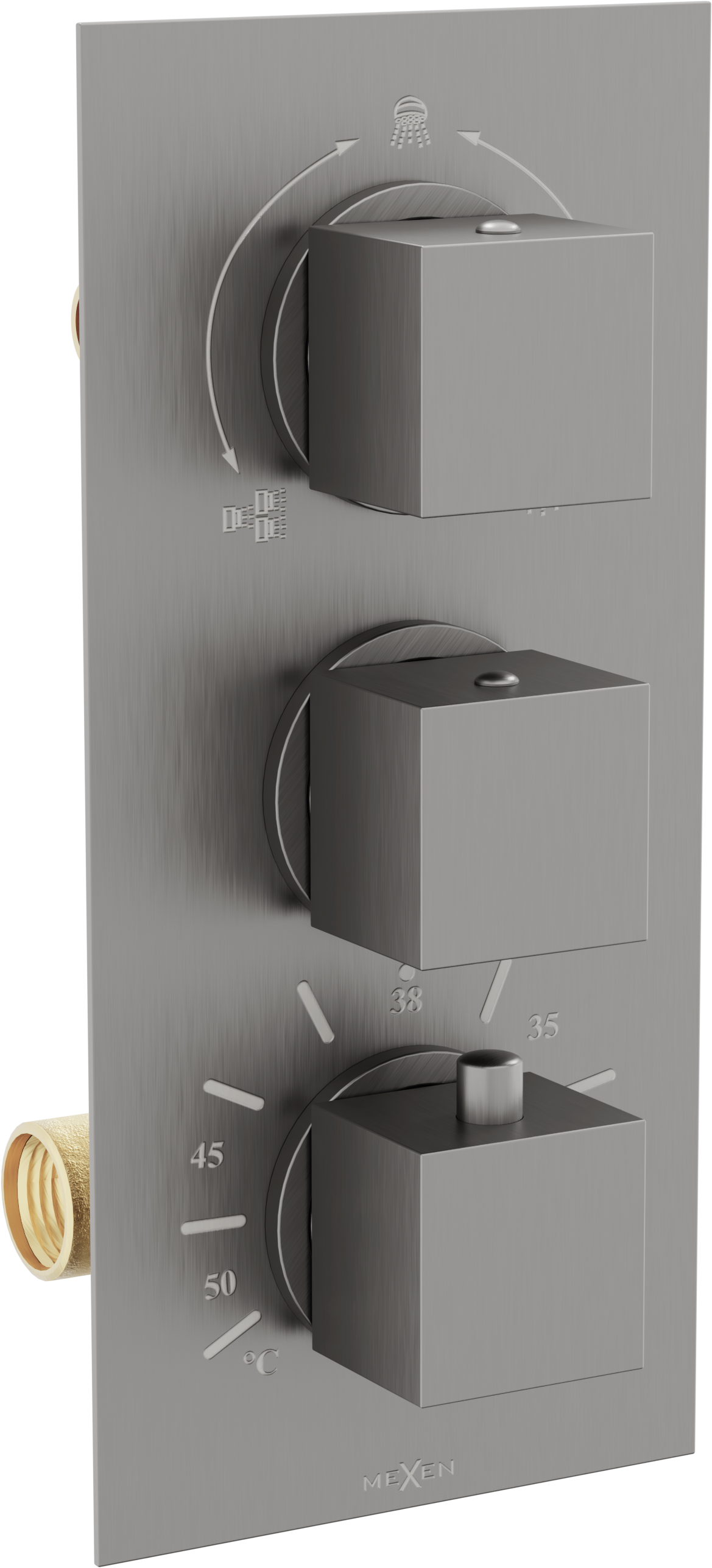 Mexen Cube Thermostat-Wannen-/Duschbatterie mit 3 Ausgängen, Graphit - 77503-66