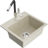 Mexen Milo 1-Becken-Granitspüle mit Mischbatterie Flora, Beige - 6505-69-670401-07