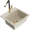 Mexen Milo 1-Becken-Granitspüle mit Mischbatterie Flora, Beige - 6505-69-670401-57-G