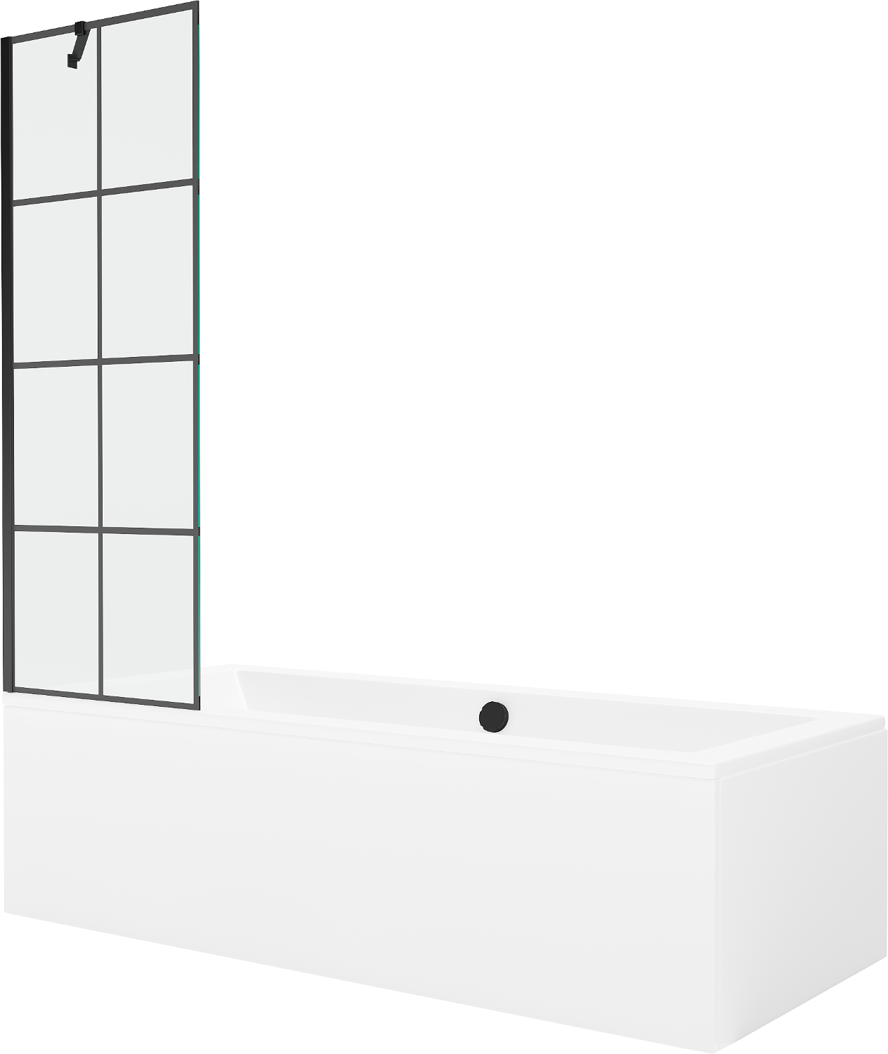 Mexen Cube rechteckige Badewanne 170 x 80 cm mit Verkleidung und 1-flügliger Duschabtrennung 60 cm, Schwarzes Design - 550517080