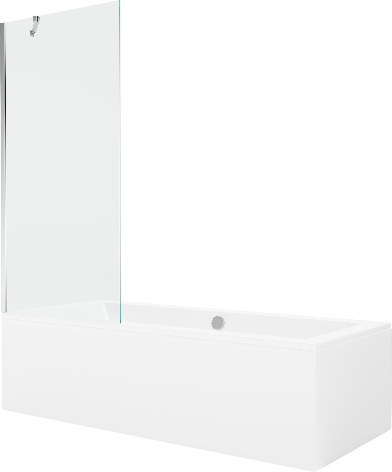 Mexen Cube rechteckige Badewanne 170 x 80 cm mit Verkleidung und 1-flügliger Duschabtrennung 80 cm, transparent, chrom - 5505170