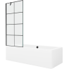 Mexen Cube rechteckige Badewanne 180 x 80 cm mit Verkleidung und 1-flügliger Duschabtrennung 80 cm, Schwarzes Design - 550518080