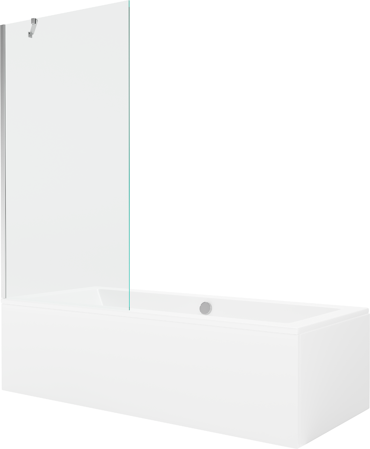 Mexen Cube rechteckige Badewanne 180 x 80 cm mit Verkleidung und 1-flügliger Duschabtrennung 90 cm, transparent, chrom - 5505180