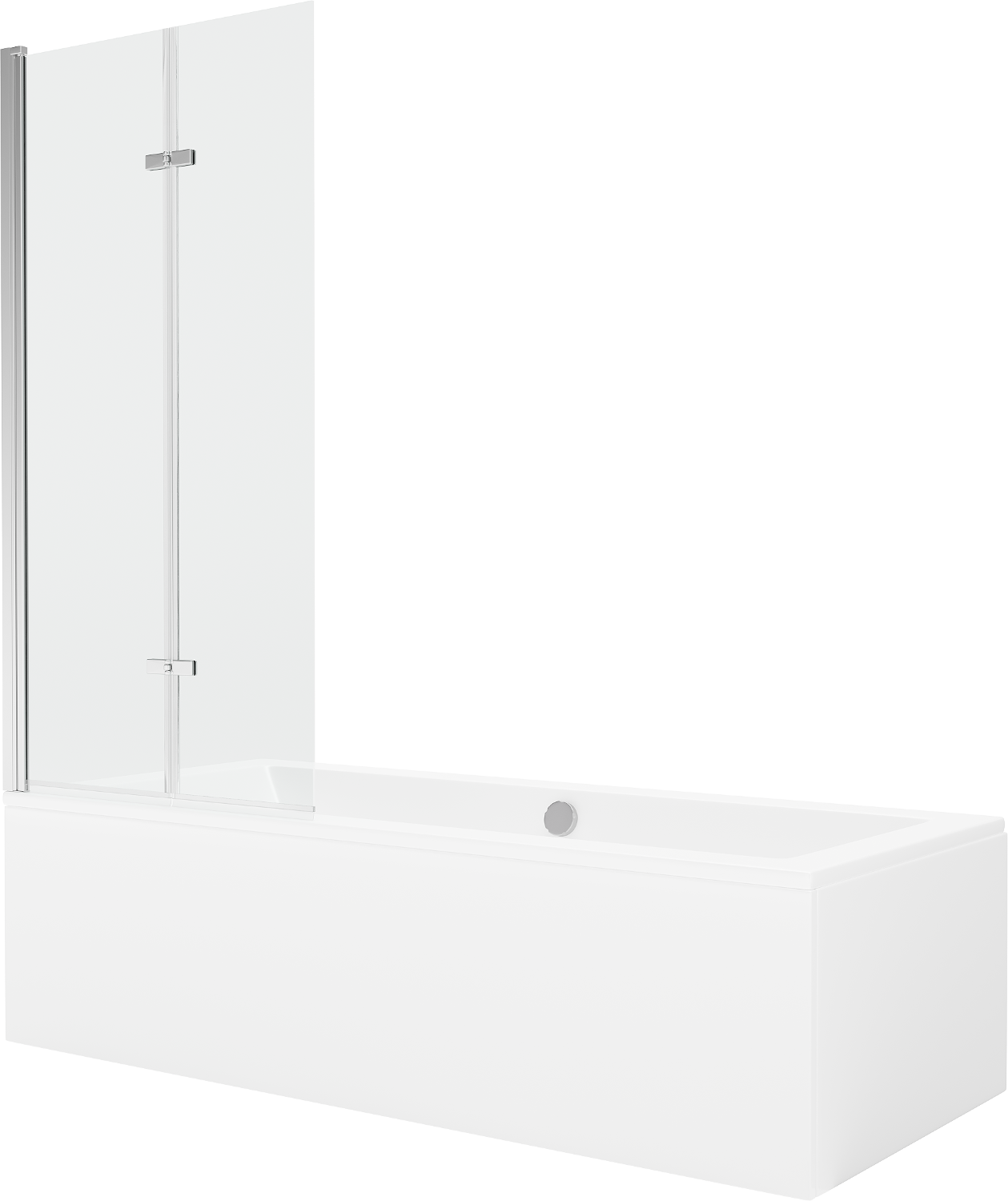 Mexen Cube Rechteckige Badewanne 170 x 80 cm mit Verkleidung und 2-flügeliger Blende 80 cm, transparent, chrom - 550517080X92080