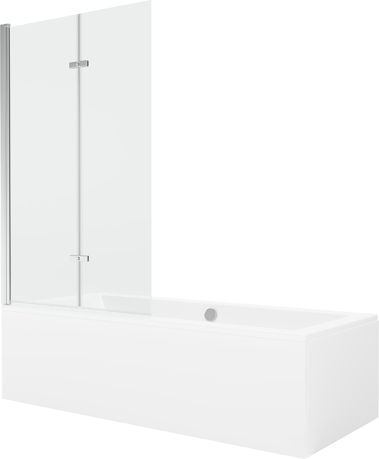 Mexen Cube Rechteckige Badewanne 170 x 80 cm mit Verkleidung und 2-flügeliger Blende 100 cm, transparent, chrom - 550517080X9210