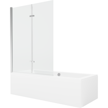 Mexen Cube Rechteckige Badewanne 170 x 80 cm mit Verkleidung und 2-flügeliger Blende 120 cm, transparent, chrom - 550517080X9212