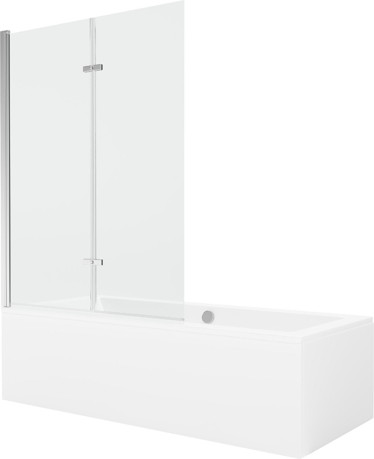 Mexen Cube Rechteckige Badewanne 170 x 80 cm mit Verkleidung und 2-flügeliger Blende 120 cm, transparent, chrom - 550517080X9212