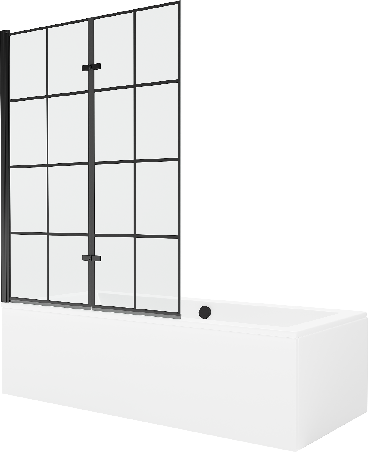 Mexen Cube Rechteckige Badewanne 170 x 80 cm mit Verkleidung und 2-flügeliger Blende 120 cm, Schwarzes Design - 550517080X921202