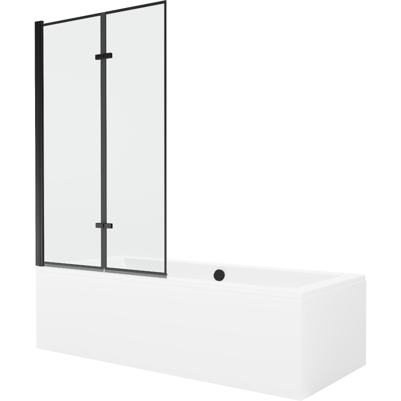 Mexen Cube Rechteckige Badewanne 180 x 80 cm mit Verkleidung und 2-flügeliger Blende 100 cm, Schwarzes Design - 550518080X921000