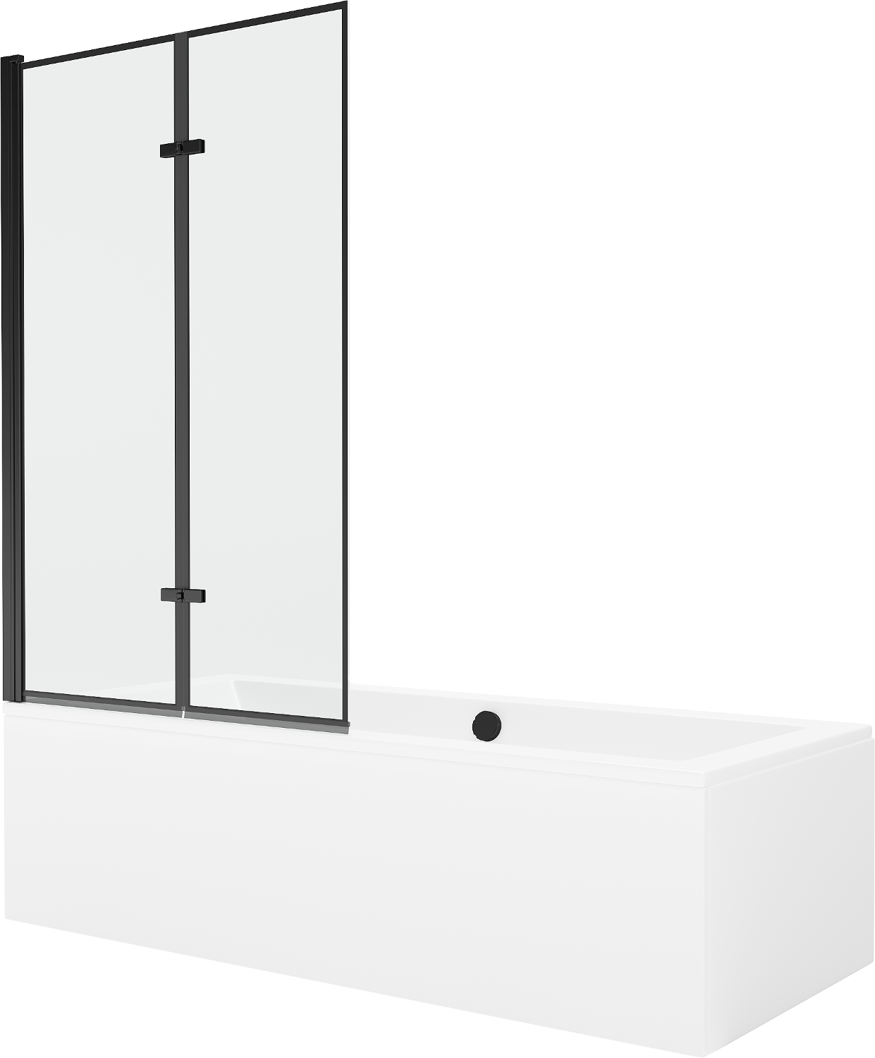 Mexen Cube Rechteckige Badewanne 180 x 80 cm mit Verkleidung und 2-flügeliger Blende 100 cm, Schwarzes Design - 550518080X921000