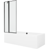 Mexen Cube rechteckige Badewanne 170 x 80 cm mit Verkleidung und 1-flügliger Duschabtrennung 80 cm, Schwarzes Design - 550517080