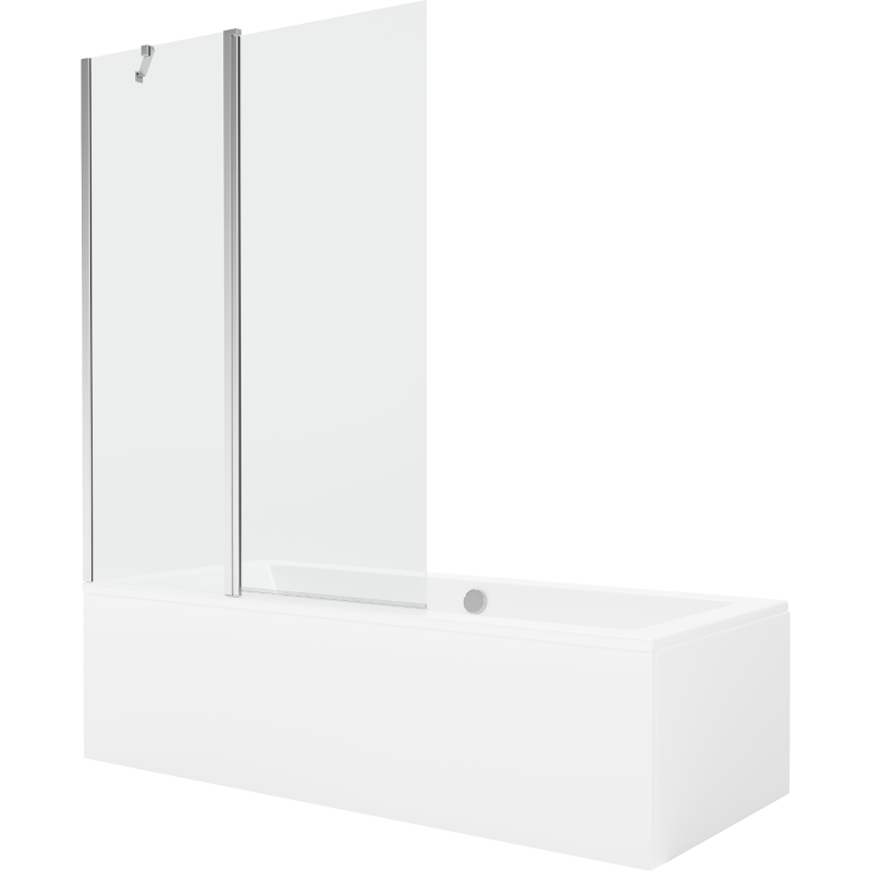 Mexen Cube rechteckige Badewanne 170 x 80 cm mit Verkleidung und 1-flügliger Duschabtrennung 120 cm, transparent, chrom - 550517