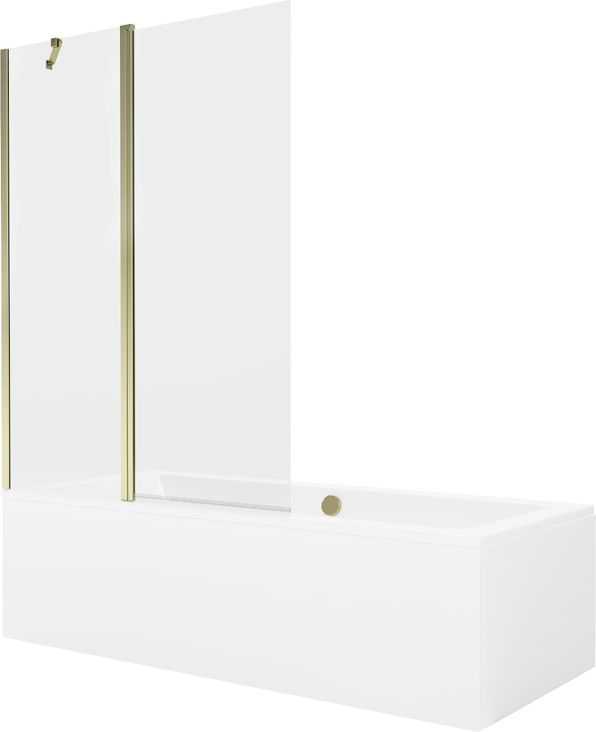 Mexen Cube rechteckige Badewanne 170 x 80 cm mit Verkleidung und 1-flügliger Duschabtrennung 120 cm, transparent, gold - 5505170