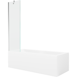 Mexen Cubik rechteckige Badewanne 150 x 70 cm mit Verkleidung und 1-flügliger Duschabtrennung 50 cm, transparent, chrom - 550315