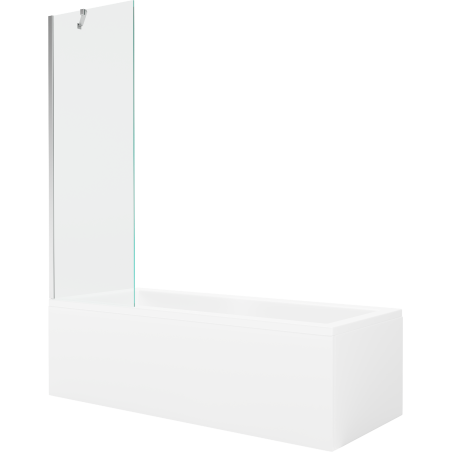 Mexen Cubik rechteckige Badewanne 150 x 70 cm mit Verkleidung und 1-flügliger Duschabtrennung 60 cm, transparent, chrom - 550315