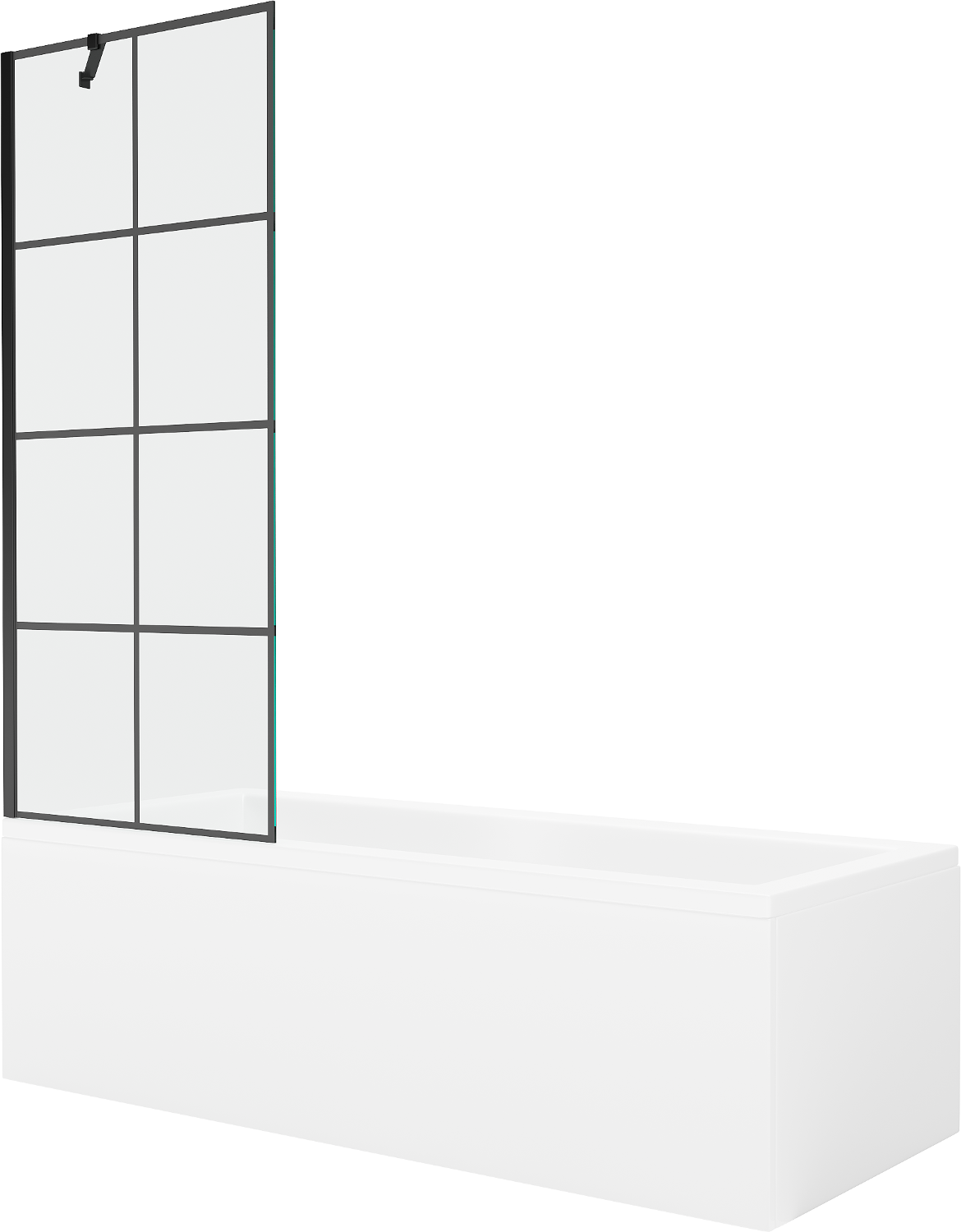 Mexen Cubik rechteckige Badewanne 150 x 70 cm mit Verkleidung und 1-flügliger Duschabtrennung 70 cm, Schwarzes Design - 55031507