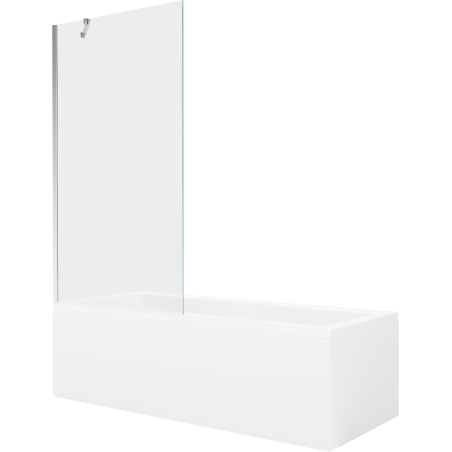 Mexen Cubik rechteckige Badewanne 150 x 70 cm mit Verkleidung und 1-flügliger Duschabtrennung 90 cm, transparent, chrom - 550315