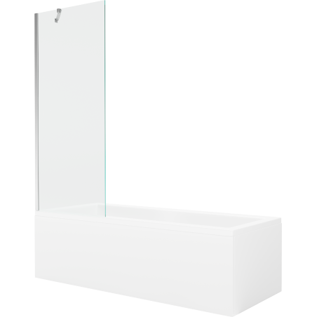 Mexen Cubik rechteckige Badewanne 160 x 70 cm mit Verkleidung und 1-flügliger Duschabtrennung 70 cm, transparent, chrom - 550316