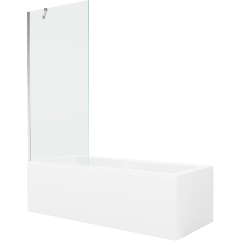 Mexen Cubik rechteckige Badewanne 160 x 70 cm mit Verkleidung und 1-flügliger Duschabtrennung 80 cm, transparent, chrom - 550316