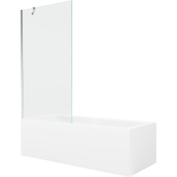 Mexen Cubik rechteckige Badewanne 160 x 70 cm mit Verkleidung und 1-flügliger Duschabtrennung 90 cm, transparent, chrom - 550316