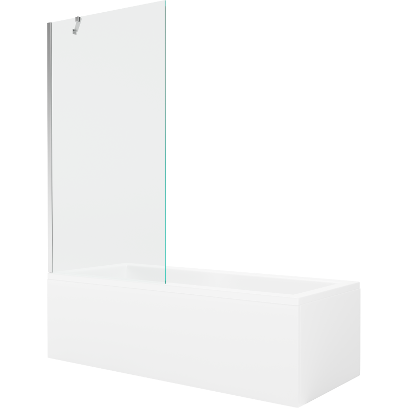 Mexen Cubik rechteckige Badewanne 160 x 70 cm mit Verkleidung und 1-flügliger Duschabtrennung 90 cm, transparent, chrom - 550316