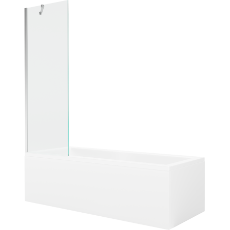 Mexen Cubik rechteckige Badewanne 170 x 70 cm mit Verkleidung und 1-flügliger Duschabtrennung 60 cm, transparent, chrom - 550317