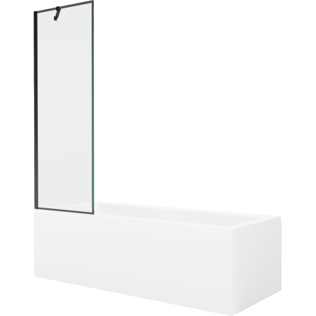 Mexen Cubik rechteckige Badewanne 170 x 70 cm mit Verkleidung und 1-flügliger Duschabtrennung 60 cm, Schwarzes Design - 55031707