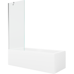 Mexen Cubik rechteckige Badewanne 170 x 70 cm mit Verkleidung und 1-flügliger Duschabtrennung 70 cm, transparent, chrom - 550317