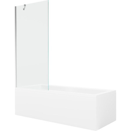 Mexen Cubik rechteckige Badewanne 170 x 70 cm mit Verkleidung und 1-flügliger Duschabtrennung 80 cm, transparent, chrom - 550317