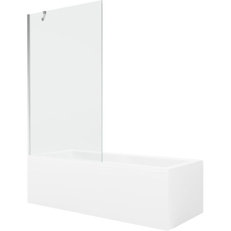 Mexen Cubik rechteckige Badewanne 170 x 70 cm mit Verkleidung und 1-flügliger Duschabtrennung 100 cm, transparent, chrom - 55031