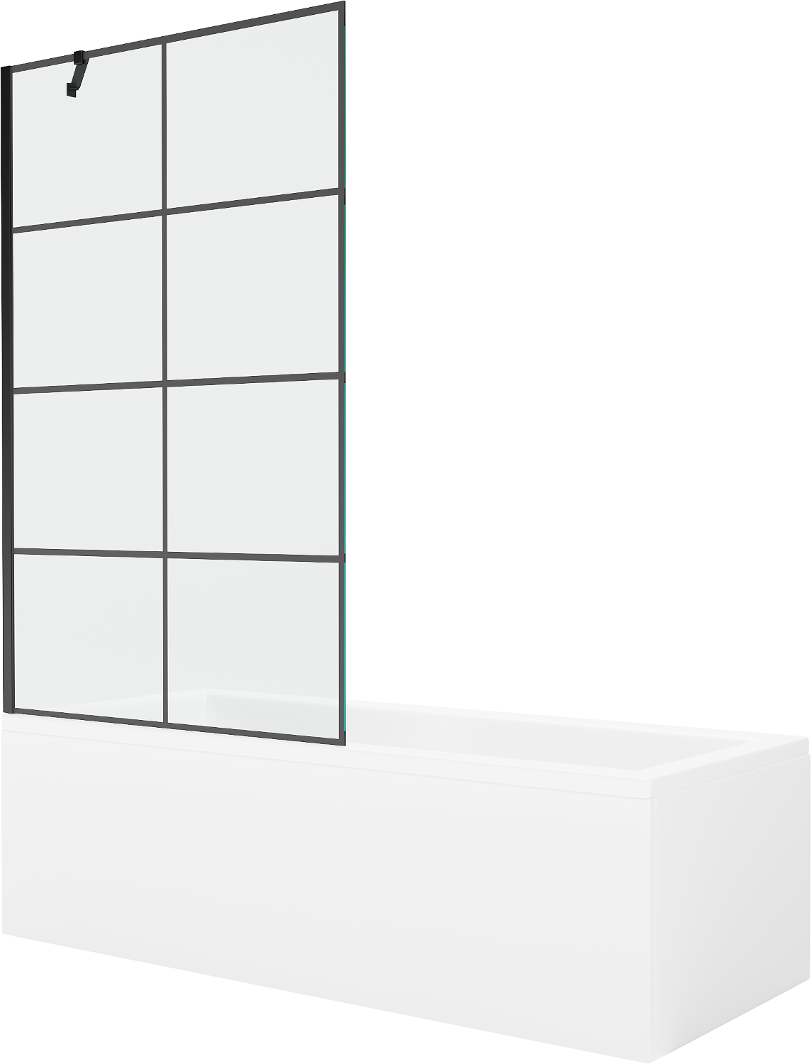 Mexen Cubik rechteckige Badewanne 170 x 70 cm mit Verkleidung und 1-flügliger Duschabtrennung 100 cm, Schwarzes Design - 5503170