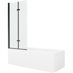 Mexen Cubik Rechteckige Badewanne 150 x 70 cm mit Verkleidung und 2-flügeliger Blende 80 cm, transparent, Schwarz - 550315070X92