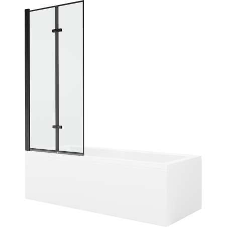 Mexen Cubik Rechteckige Badewanne 150 x 70 cm mit Verkleidung und 2-flügeliger Blende 80 cm, Schwarzes Design - 550315070X920802