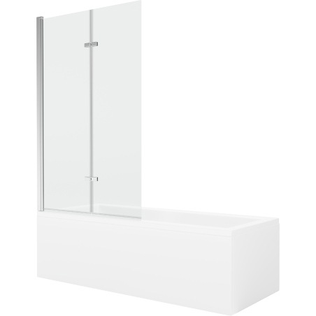 Mexen Cubik Rechteckige Badewanne 150 x 70 cm mit Verkleidung und 2-flügeliger Blende 100 cm, transparent, chrom - 550315070X921