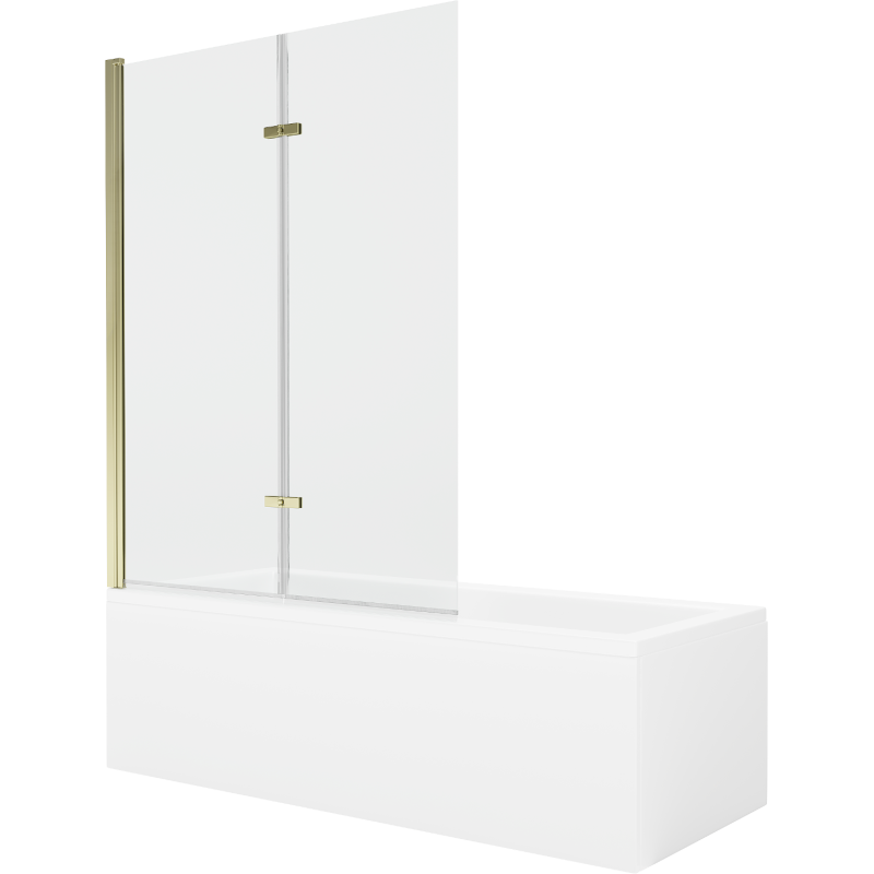 Mexen Cubik Rechteckige Badewanne 150 x 70 cm mit Verkleidung und 2-flügeliger Blende 120 cm, transparent, gold - 550315070X9212