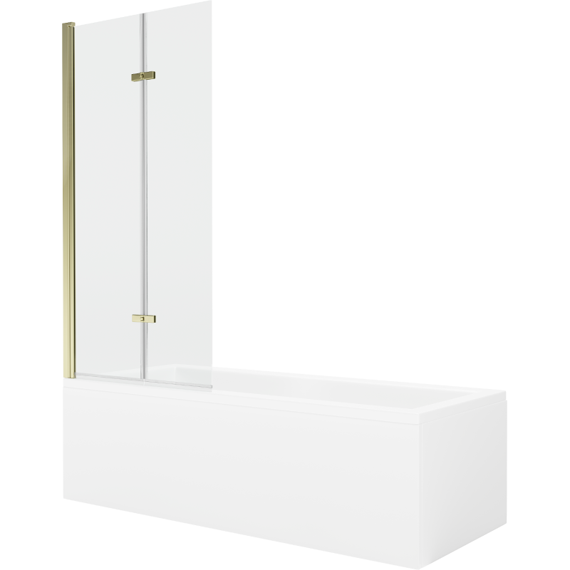 Mexen Cubik Rechteckige Badewanne 170 x 70 cm mit Verkleidung und 2-flügeliger Blende 80 cm, transparent, gold - 550317070X92080