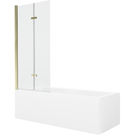 Mexen Cubik Rechteckige Badewanne 170 x 70 cm mit Verkleidung und 2-flügeliger Blende 80 cm, transparent, gold - 550317070X92080