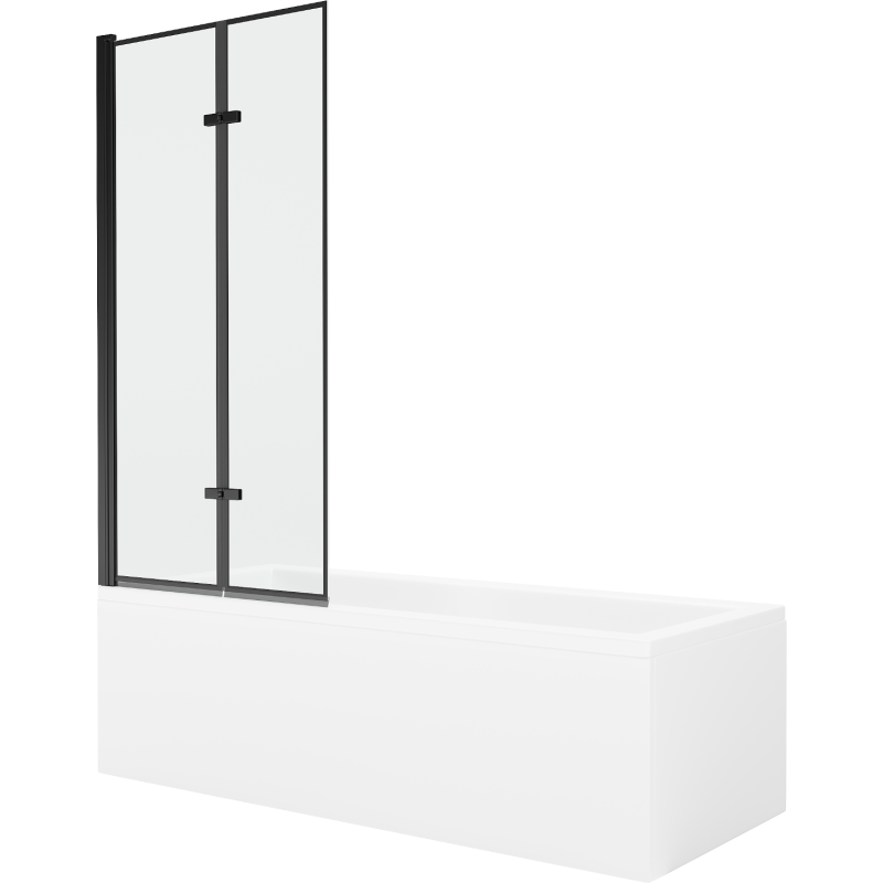 Mexen Cubik Rechteckige Badewanne 170 x 70 cm mit Verkleidung und 2-flügeliger Blende 80 cm, Schwarzes Design - 550317070X920802