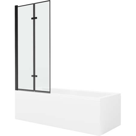 Mexen Cubik Rechteckige Badewanne 170 x 70 cm mit Verkleidung und 2-flügeliger Blende 80 cm, Schwarzes Design - 550317070X920802