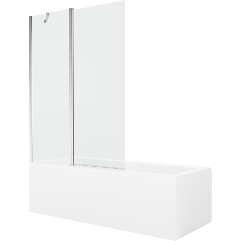 Mexen Cubik rechteckige Badewanne 150 x 70 cm mit Verkleidung und 1-flügliger Duschabtrennung 120 cm, transparent, chrom - 55031